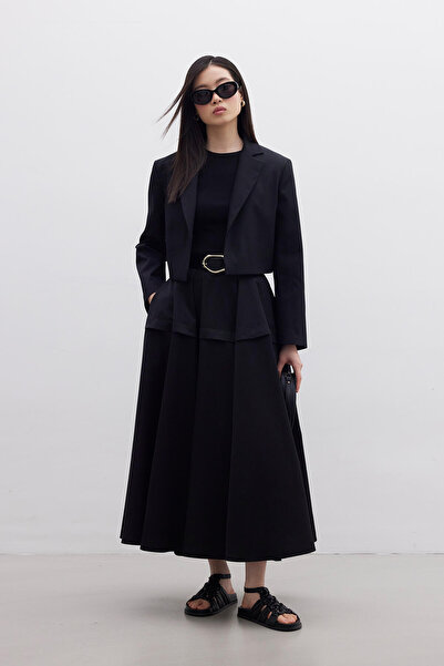 Manuka Μαύρη φούστα με σχέδιο Flounce