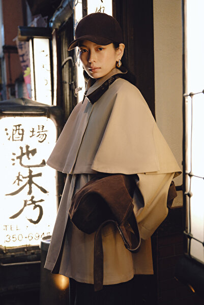 Manuka PELERİN DETAYLI TRENÇKOT CAMEL