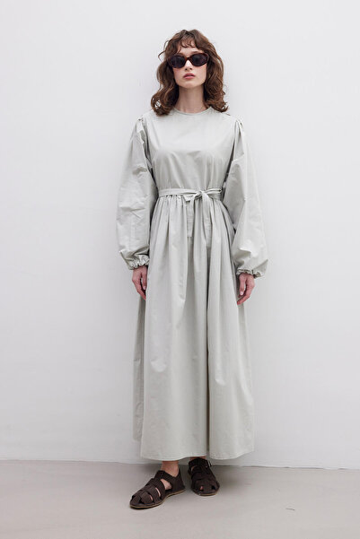 Manuka Πράσινο φόρεμα Premium από ποπλίνα Gathered