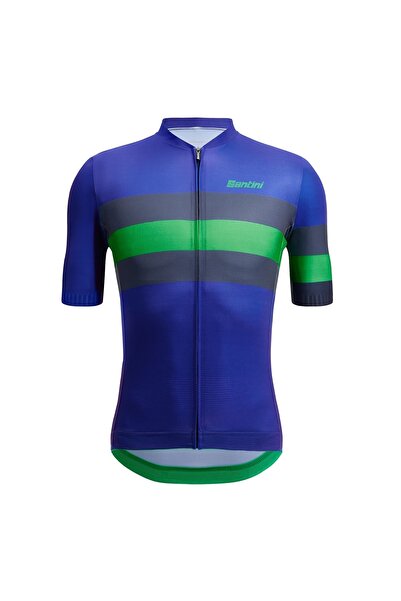 Santini Tricou de ciclism elegant pentru bărbați Bengal - Albastru/Verde - S