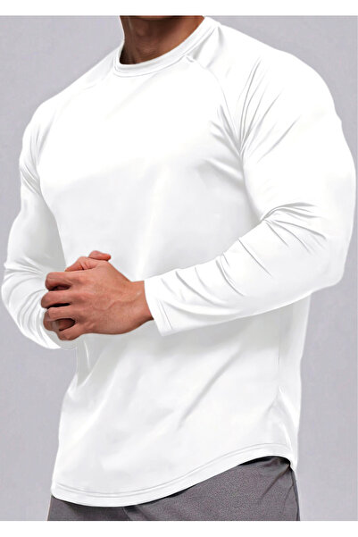 GHASSY CO تي شيرت رجالي رياضي للجري من Reglan بقص بيضاوي وأكمام طويلة من القط...