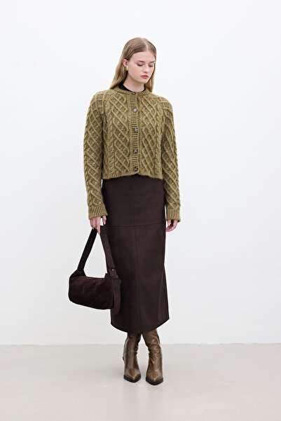 Manuka Bitter Brown Faux Leather Skirt