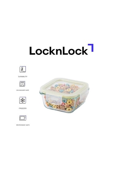 locknlock Fresh Oven-Safe Glass Square Container 160ml – Airtight, Leakproof ...