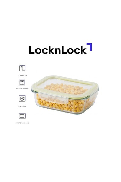locknlock Fresh Oven-Safe Glass Rectangular Container 400ml – Airtight, Leakp...