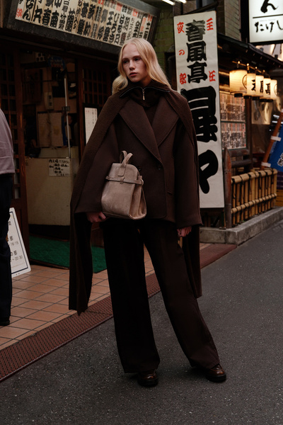 Manuka Brown Italian Stamp Double Breasted Coat