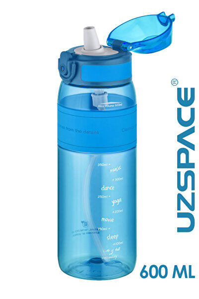 Uzspace FiftyFifty Pipetli(ısırılamaz) 600 ml Silikon Gövde Tritan Su Matarası