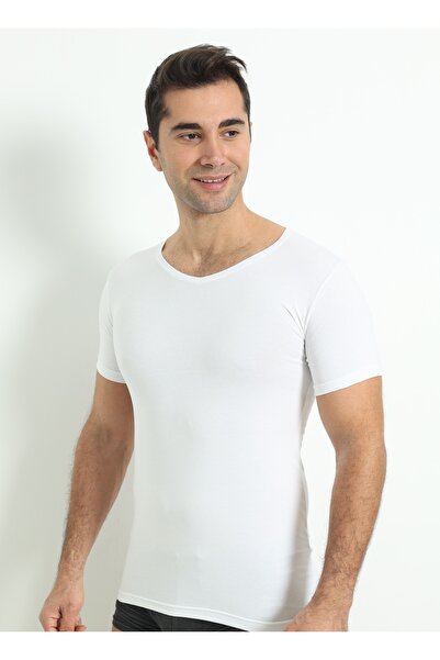 Cotpark Men's Cotton Stretch Fabric White T-Shirt 1009