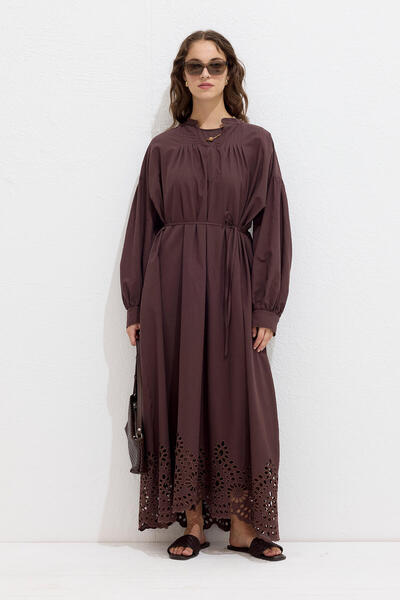 Manuka Καφέ Κέντημα Φόρεμα