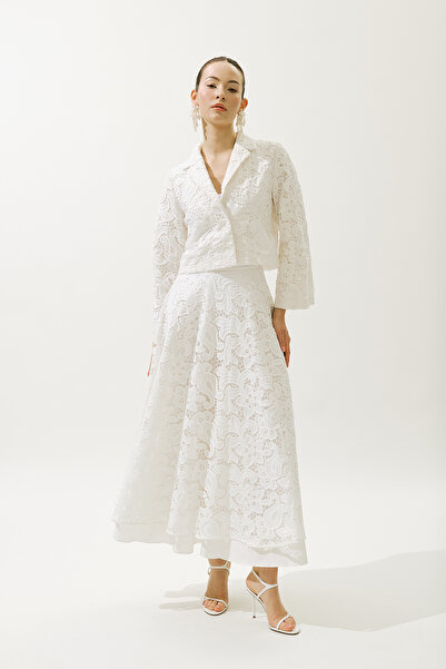 Manuka Culoare Ecru - Fusta Ediție Limitată Detaliată Dantela