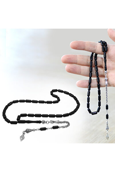 Tesbihane Μεταλλικό κολιέ με αλυσίδα με φούντα, μαύρο κούκκα, χωρίς μαύραχρα ...