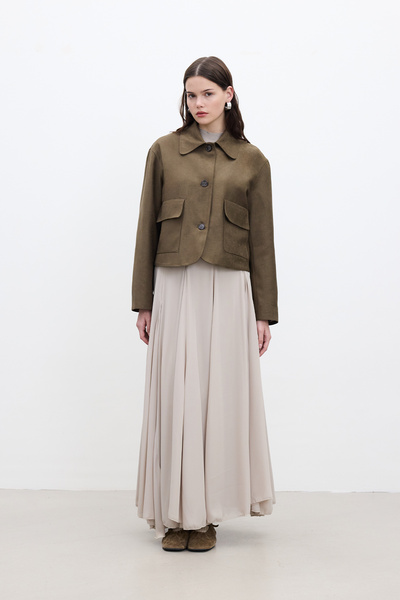 Manuka Beige Flounce Wide Skirt
