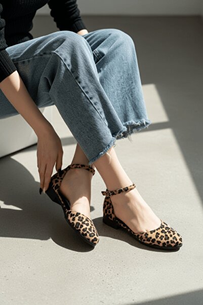 DİVOLYA Balerini Tena Leopard cu curea la gleznă pentru utilizare zilnică