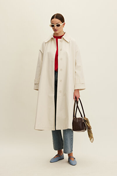 Manuka Oversize Gaberdin Trench Coat - Ζώνη και Βούτυρο