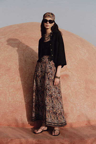 Manuka Ethnic φούστα βισκόζης - με σχέδιο και τυλιγμένο