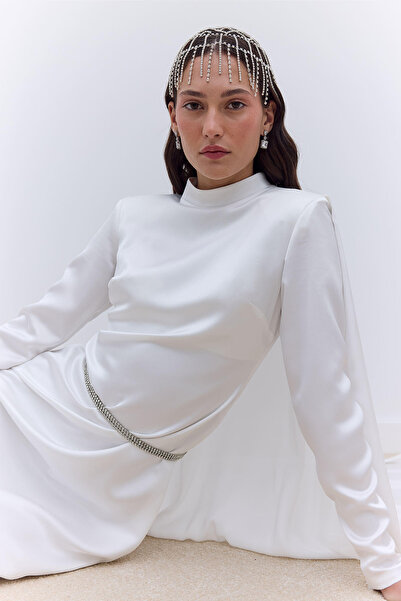 Manuka Вечерна рокля в цвят екрю - дизайн с пелерина