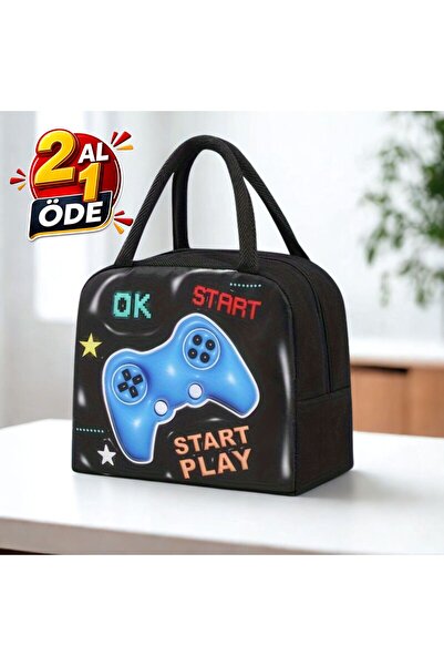 Store Termal Özellikli Şık Beslenme Çantası Figürlü 3D Görünümlü Düz Baskı Te...