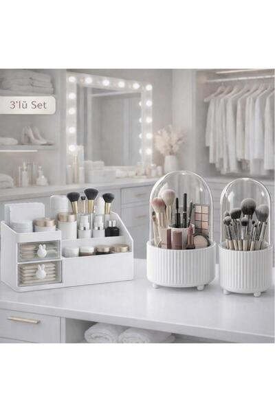 Blackstar Çekmeceli Makyaj Organizer, 360° Dönebilen ve Fırça Düzenleyici 3’l...