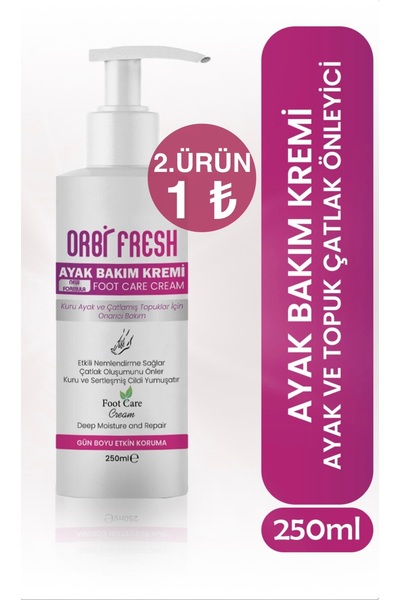 ORBIFRESH Ayak Bakım Kremi, Ayak & Topuk Çatlak Önleyici Etkili Krem 250 ml