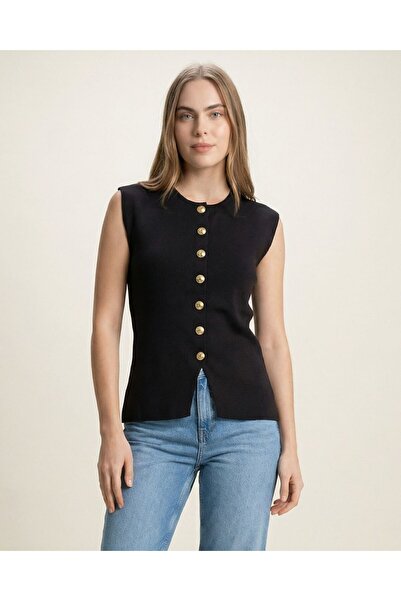 Shophia Γυναικείο πλεκτό γιλέκο με κουμπιά