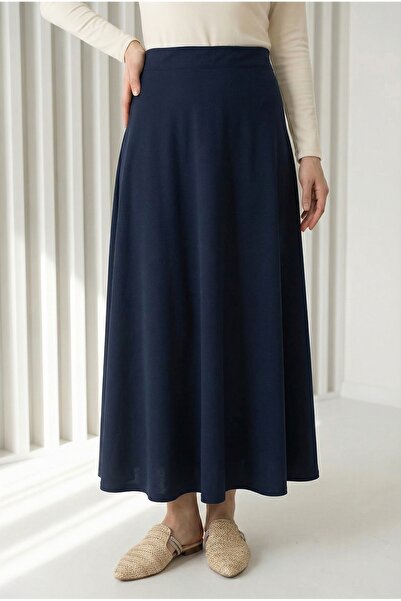 MİHRA STORE Fayetta Kloş Fusta Daisy-EK716 Bleumarin