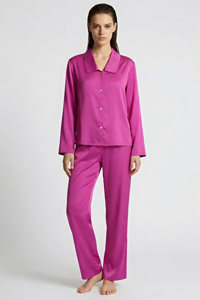 Feu De Elu Σετ Πιτζάμες Φούξια Μακριές Σατέν Αμόρις