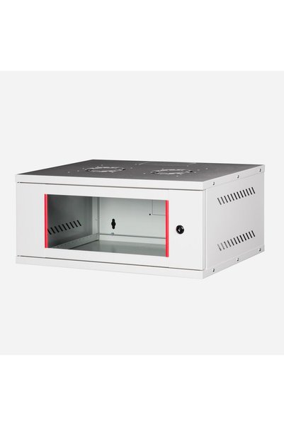 Lande - 4U 19" Wall Mounted Rack Cabinet with Glass Door – Width: 544 mm |   Depth: 400 mm – Light Gray