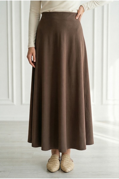 MİHRA STORE Fayetta Kloş Daisy Etek-EK716 Kahve