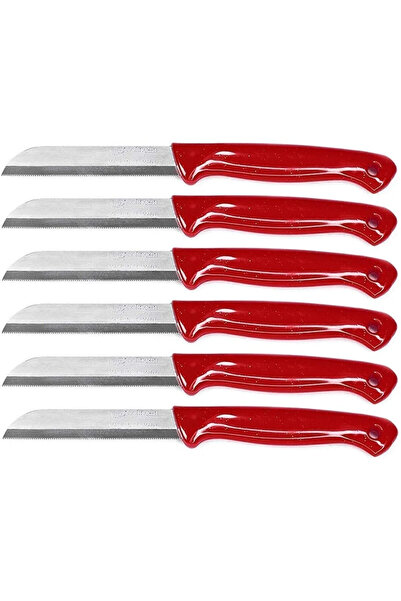 Solingen Kırmızı Simli Meyve ve Sebze Bıçağı Seti 6 Adet – Alman Kalitesi Kes...