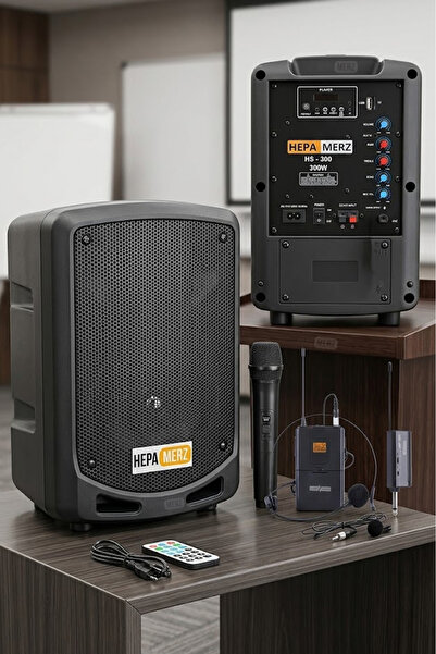 Hepa-Merz HS-300-ex 6.5 İNÇ 300W Şarjlı Taşınabilir Ses Sistemi Çift Mikrofon...