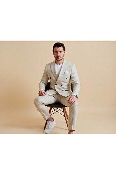 ATKGİYİM ATK Giyim Erkek Slim Fit Çizgili Kruvaze Takım ElbisE yeni trend tak...