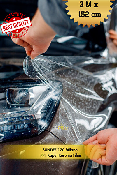 - Boya Koruma Kaput Koruma Filmi PPF TPH 170 Mikron Şeffaf Araç Kaplama (3 M x 152 CM)