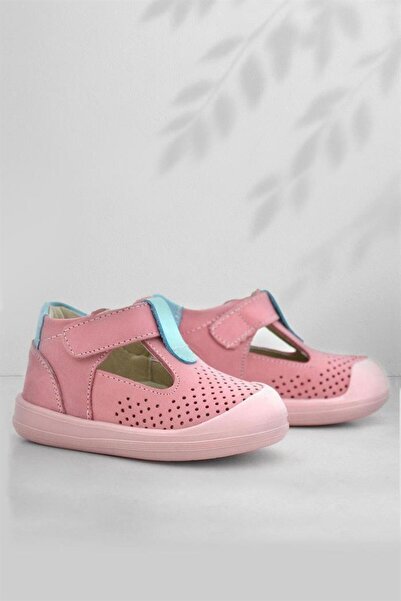 Rakerplus Shaun Genuine Leather Pink Blue Velcro Anatomical Baby Sandals