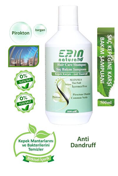 Piroktonlu Kepeğe Karşı Etkili Saç Bakım Şampuanı - SLES & Tuz İçermez 500 ml