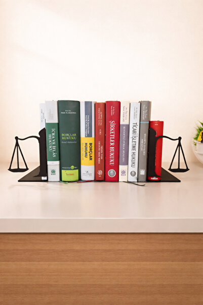 VENON Siyah Adalet Terazisi Figürlü Dekoratif Metal Kitap Tutucu Kitap Desteğ...