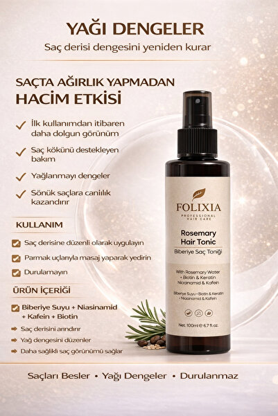 Folixia Saç Derisi Dengeleyici Tonik – Biberiye & Kafein 200 ml