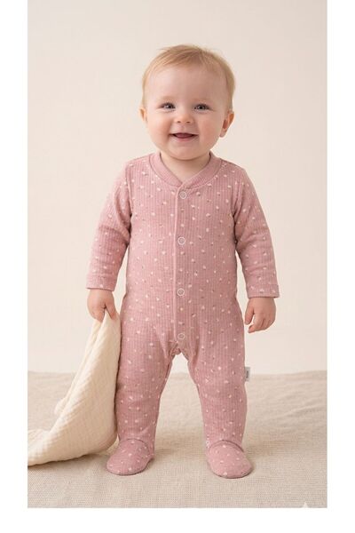 LİLİYUM 100% Cotton Floral Print Baby Rompers – Newborn Long Sleeve Baby Romp...