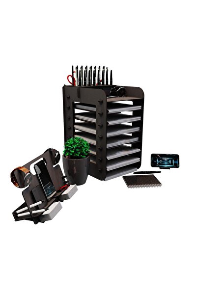 Genel Markalar Robinia A4 Evrak Rafı Ofis Masaüstü Organizer Set (Siyah)