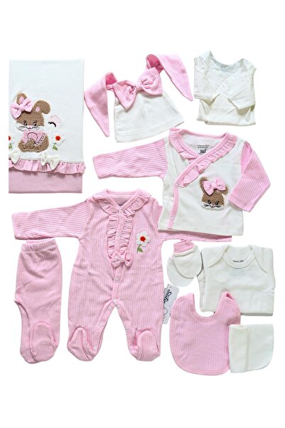 Sitilin Kız Bebek Pembe Natıral Pamuk Kumaş Dantelli Lüks 10 Lu Hastane Çıkış...
