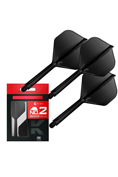 K Flex Entegre Dart Uçuşları ve Şaftları, No.2 Siyah (Orta) | 3'lü Paket K-Flex - No2,