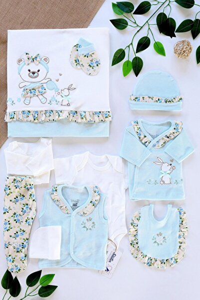 Sitilin Kız Bebek Dantel Fistolu Lüks 10 Lu Hastane Çıkışı Seti STL6484
