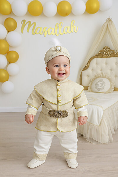 Sitilin Erkek Bebek Kaftanlı Şehzade Sünnetlik Lüks Özel Gün ve Mevlütlük Beb...