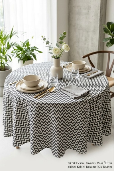 Rona Home Στρογγυλό τραπεζομάντιλο αδιάβροχο, ανθεκτικό στους λεκέδες, υψηλής...