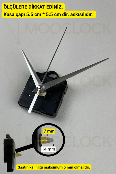 MOOCLOCK Saat Mekanizması, Akar Sessiz Duvar Saati Mekanizması, 14 Mm şaft (S...