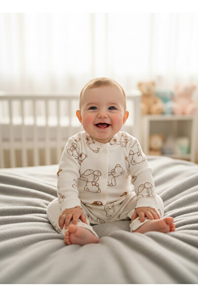 minço bebe Baby Girl and Boy Jumpsuit 100% Cotton Bear Printed Snap Fastener ...