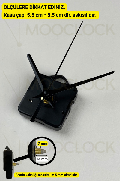MOOCLOCK Saat Mekanizması, Akar SESSİZ Duvar Saati Mekanizma, 14 Mm şaft, Akr...