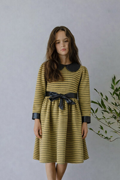 FESSHERA KİDS Κοριτσίστικο φόρεμα με λεπτομέρειες από συνθετικό δέρμα, γιακά ...