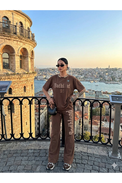 DAME Γυναικείο Σετ Φόρμας oversized με Λεπτομέρεια Εκτύπωσης στο Πίσω και Μπρ...