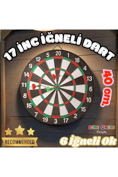 Showparty 17inç Dart Tahtası Çift Taraflı 6 Metal Iğne Uçlu