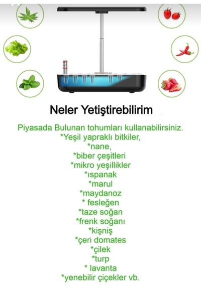 Home Akıllı Bahçe Doğal 4 Mevsim Topraksız Ev Bahçesi - 12 Bölmeli Bitki Sebze Yetiştirme