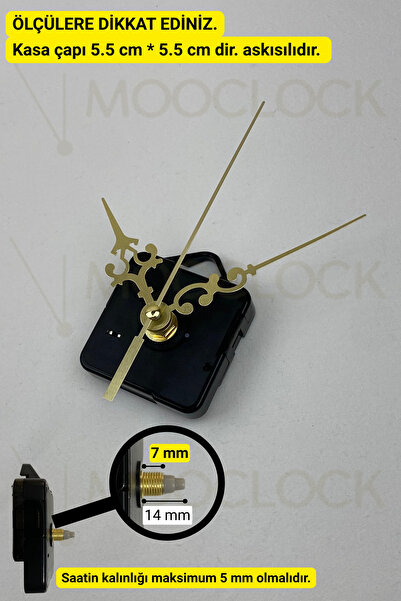 MOOCLOCK Saat Mekanizması, Akar SESSİZ Duvar Saati Mekanizma, 14 Mm şaft, Akr...